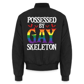 Possessed By Gay Skeleton Halloween Spooky Pride - Unisex Bomberjacke - Schwarz - Hinten - AI Model Male 185 light (185cm)