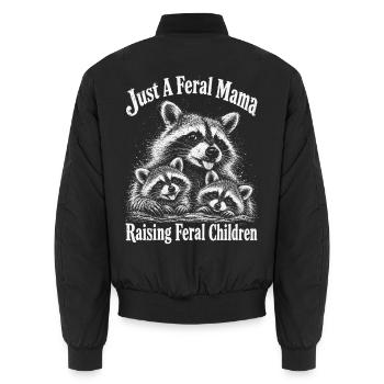 Feral Mama und Jungtiere - Unisex Bomberjacke - Schwarz - Hinten - AI Model Male 185 light (185cm)