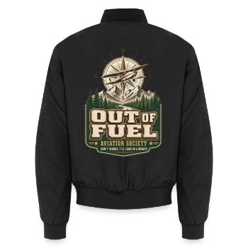 Lustiges Out of Fuel Luftfahrt Design für Piloten - Unisex Bomberjacke - Schwarz - Hinten - AI Model Male 185 light (185cm)