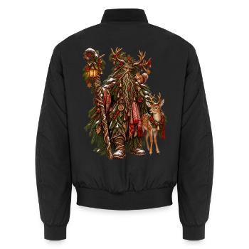 Weihnachts-Leshy-Wächter-Design des slawischen Waldes - Unisex Bomberjacke - Schwarz - Hinten - AI Model Male 185 light (185cm)