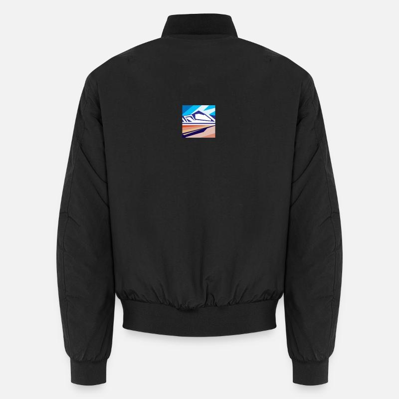Geometric mountains in Iceland - Unisex Bomber Jacket - black