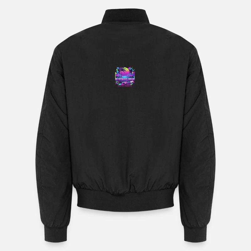 Retro Wave Sunset Car Illustration - Unisex Bomber Jacket - black