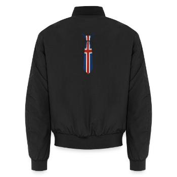 Union Jack Tie Design - Unisex Bomber Jacket - black - Back - AI Model Male 185 light (185cm)