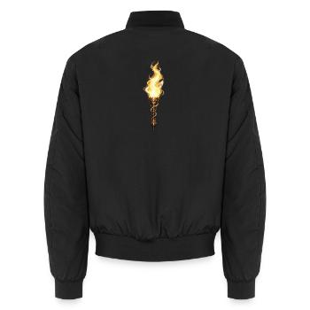 Flammende Fackel – Fantasy Stil - Unisex Bomberjacke - Schwarz - Hinten - AI Model Male 185 light (185cm)