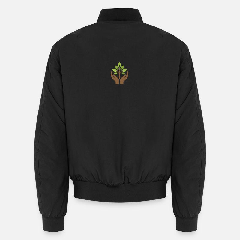 Hands Holding Tree | Nature Conservation Symbol - Unisex Bomber Jacket - black