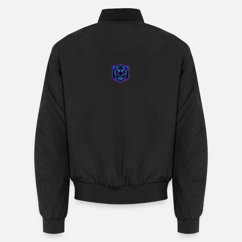 Neon Bear Mask in Cyber Design Unisex Bomber Jacket