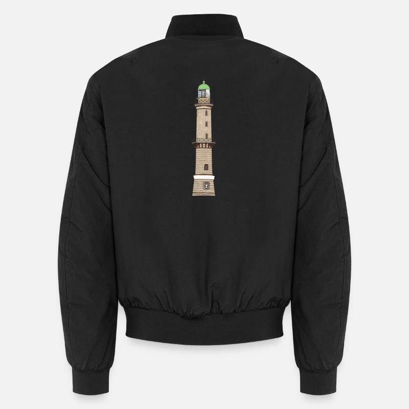 Leuchtturm Warnemünde ohne Text, Ostsee Unisex Bomberjacke