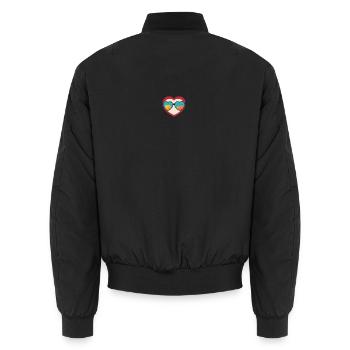 Heart Sunglasses Fruits Love Retro - Unisex Bomber Jacket - black - Back - AI Model Male 185 light (185cm)