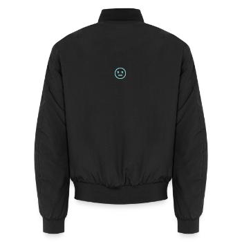 Minimal in Türkis - Unisex Bomberjacke - Schwarz - Hinten - AI Model Male 185 light (185cm)