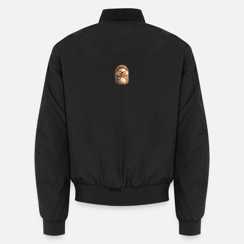 Happy and cute hedgehog - Unisex Bomber Jacket - black