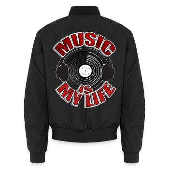 MUSIC is my life Headset - Unisex Bomberjacke - Schwarz - Hinten - AI Model Male 185 light (185cm)