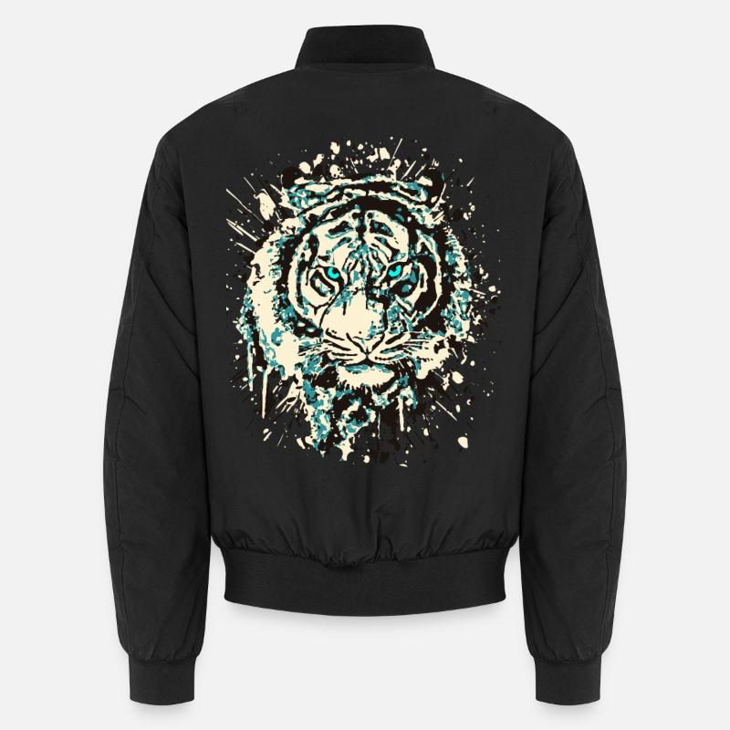 Tiger Chat - Vintage Grunge - Oeil de chat Bleu Bomber unisexe