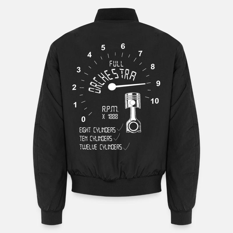 Car orchestra 8, 10, and 12 cylinder engine Unisex Bomber Jacket