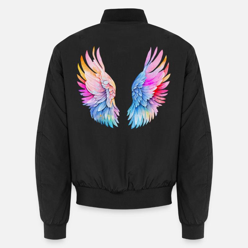 Regenbogen-Engelsflügel Unisex Bomberjacke
