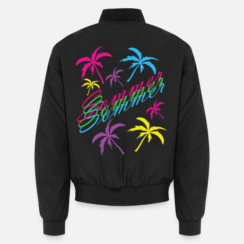 Neon Summer Palm Tree Feeling - Unisex Bomber Jacket - black
