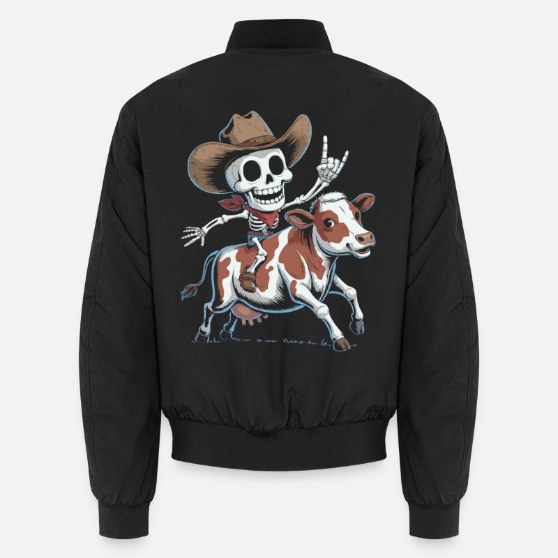 Skeleton cowboy rides calf Unisex Bomber Jacket
