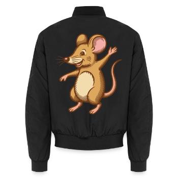 Süße Maus tanzt springt happy lustig glücklich - Unisex Bomberjacke - Schwarz - Hinten - AI Model Male 185 light (185cm)