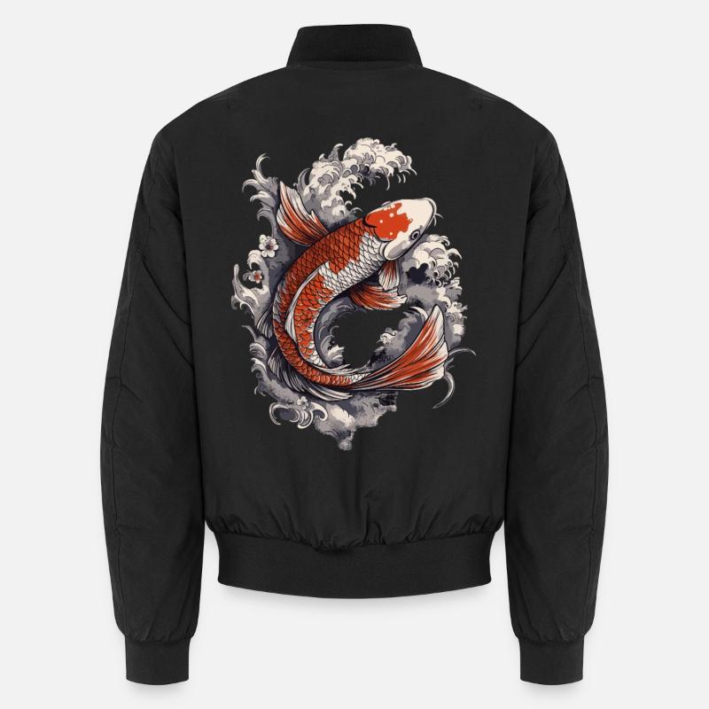 Koi im Wellenrausch - Unisex Bomberjacke - Schwarz