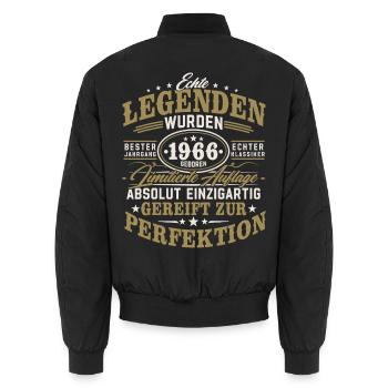 1966 Jahrgang geboren Legenden Vintage Geburtstag - Unisex Bomberjacke - Schwarz - Hinten - AI Model Male 185 light (185cm)