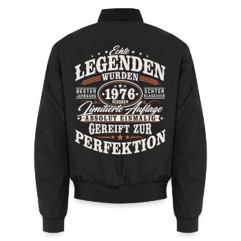 1976 Jahrgang Vintage Geburtstag Geschenk Retro - Unisex Bomberjacke - Schwarz - Hinten - AI Model Male 185 light (185cm)