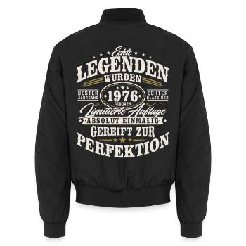 1976 Jahrgang Vintage Geburtstag Geschenk Retro - Unisex Bomberjacke - Schwarz - Hinten - AI Model Male 185 light (185cm)