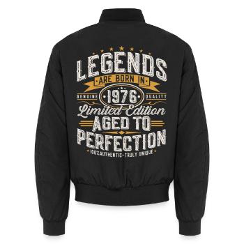 1976 Vintage Birthday Vintage Retro Gift - Unisex Bomber Jacket - black - Back - AI Model Male 185 light (185cm)