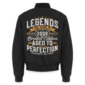 2008 Vintage Birthday Vintage Retro Gift - Unisex Bomber Jacket - black - Back - AI Model Male 185 light (185cm)