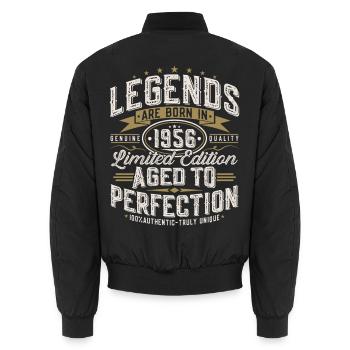 1956 Vintage Birthday Vintage Retro Gift - Unisex Bomber Jacket - black - Back - AI Model Male 185 light (185cm)
