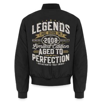 2008 Vintage Vintage Birthday Gift Retro - Unisex Bomber Jacket - black - Back - AI Model Male 185 light (185cm)