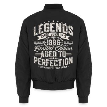 1986 Vintage Birthday Vintage Retro Gift - Unisex Bomber Jacket - black - Back - AI Model Male 185 light (185cm)