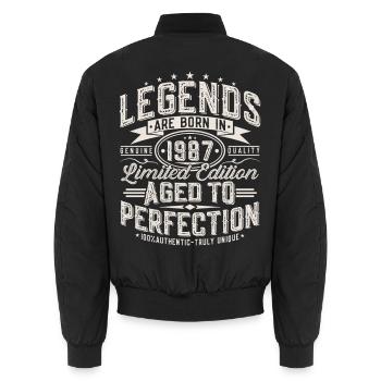 1987 Vintage Vintage Birthday Gift Retro - Unisex Bomber Jacket - black - Back - AI Model Male 185 light (185cm)