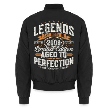 2008 Jahrgang Vintage Geburtstag Geschenk Retro - Unisex Bomberjacke - Schwarz - Hinten - AI Model Male 185 light (185cm)
