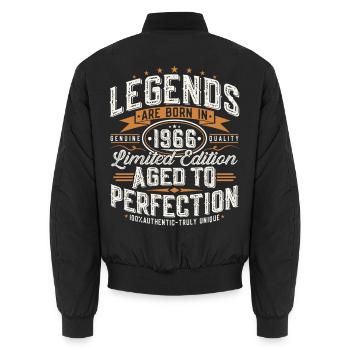 1966 Vintage Vintage Birthday Gift Retro - Unisex Bomber Jacket - black - Back - AI Model Male 185 light (185cm)