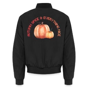 Autumn Spice Everything Nice – Gemütliches Herbstzitat - Unisex Bomberjacke - Schwarz - Hinten - AI Model Male 185 light (185cm)