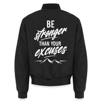 Sei stärker als deine Ausreden - Unisex Bomberjacke - Schwarz - Hinten - AI Model Male 185 light (185cm)
