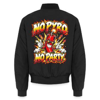 No Pyro – No Party - Unisex Bomberjacke - Schwarz - Hinten - AI Model Male 185 light (185cm)