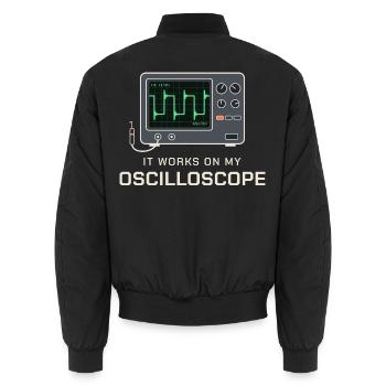 Es funktioniert an meinem Oszilloskop - Unisex Bomberjacke - Schwarz - Hinten - AI Model Male 185 light (185cm)
