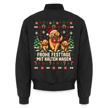 Weihnachtshunde mit kalten Nasen - Unisex Bomberjacke - Schwarz - Hinten - AI Model Male 185 light (185cm)