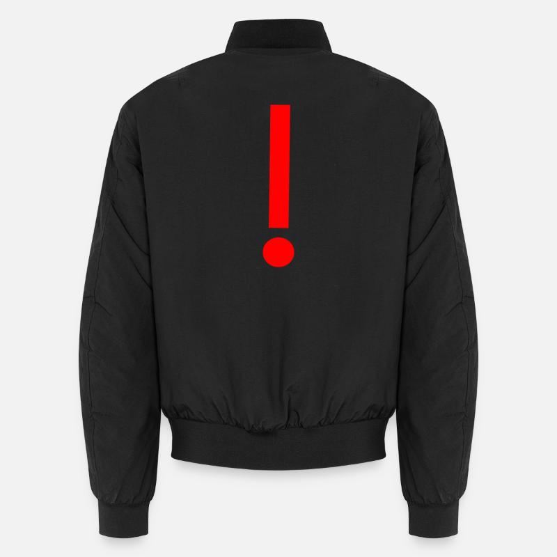 Red exclamation mark, template, pattern - Unisex Bomber Jacket - black
