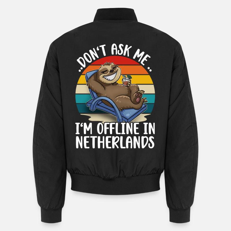 Netherlands Holiday Trip Sloth - Unisex Bomber Jacket - black