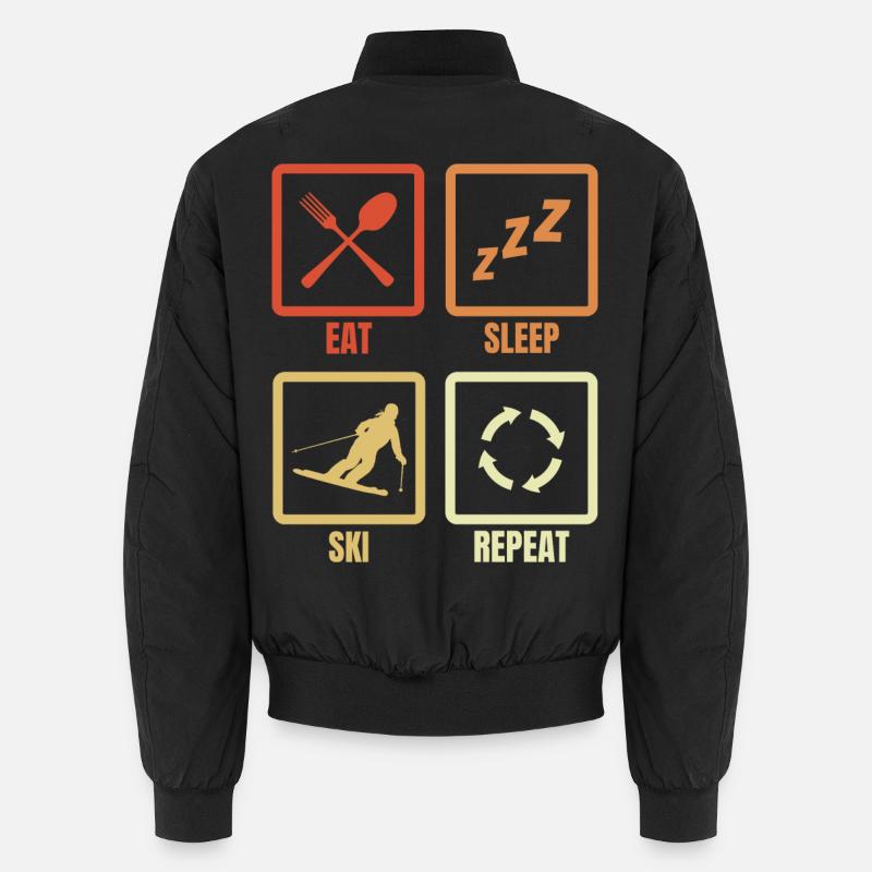 Eating, sleeping, skiing, repeating Unisex Bomber Jacket