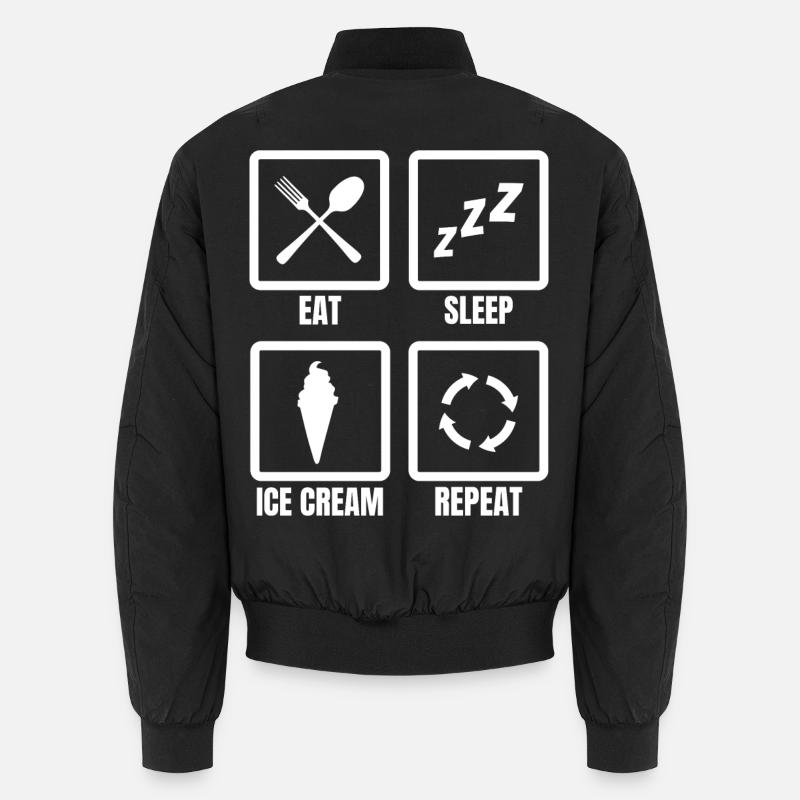 Nourriture, Sommeil, Crème glacée, Répéter Bomber unisexe