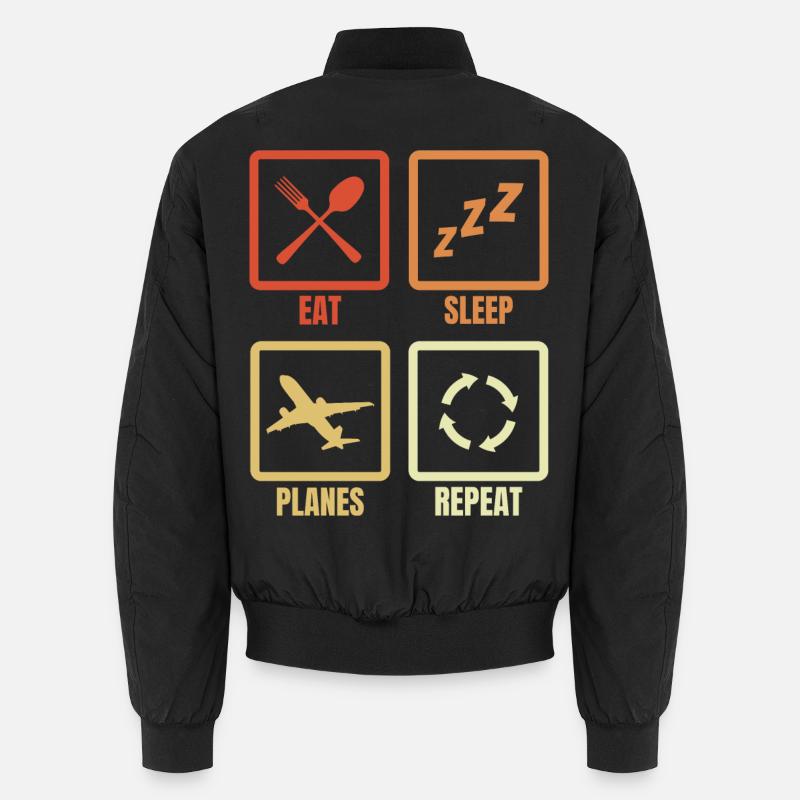 Food, sleeping, repeating planes Unisex Bomber Jacket