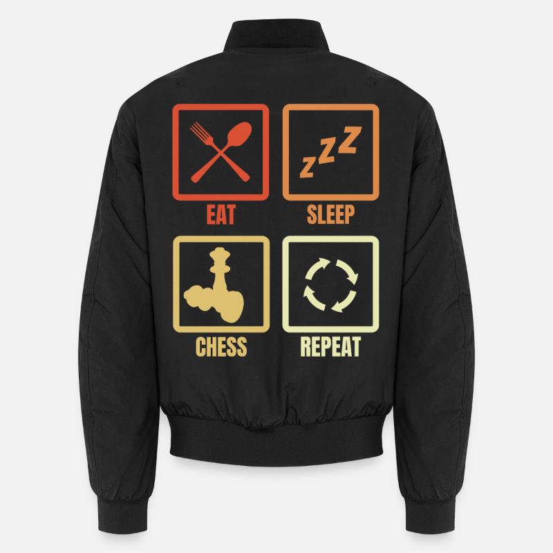 Eat Sleep Chess Repeat - Unisex Bomberjacke - Schwarz