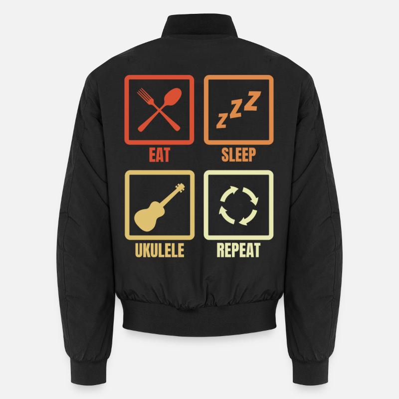 Manger dormir ukulélé répéter - Bomber unisexe - noir