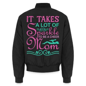 Il faut de l’éclat pour être un t-shirt de maman de pom-pom girls - Bomber unisexe - noir - Dos - AI Model Male 185 light (185cm)