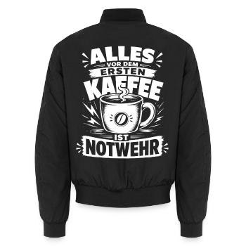 Alles vor dem ersten Kaffee ist Notwehr - Unisex Bomberjacke - Schwarz - Hinten - AI Model Male 185 light (185cm)