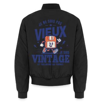 Vintage-Informatiker, immer in Form - Unisex Bomberjacke - Schwarz - Hinten - AI Model Male 185 light (185cm)