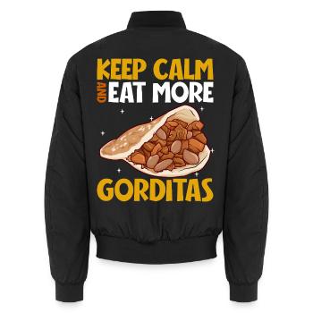 Keep Calm - Gorditas - Unisex Bomberjacke - Schwarz - Hinten - AI Model Male 185 light (185cm)