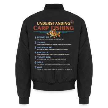 Geheimsprache des Karpfenfischens verstehen Band 3 - Unisex Bomberjacke - Schwarz - Hinten - AI Model Male 185 light (185cm)